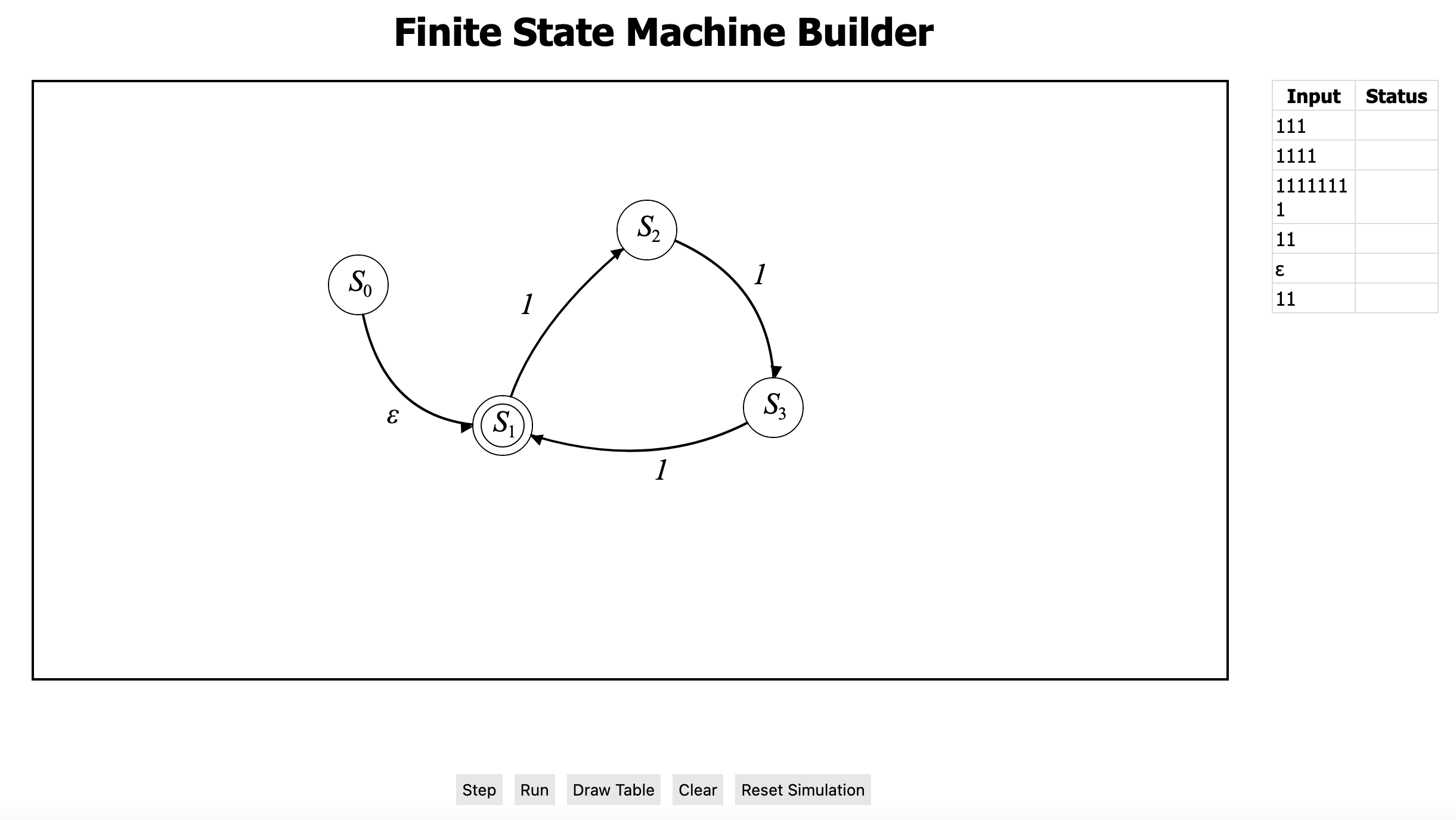 example of the finate state builder interface